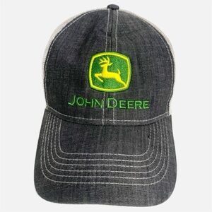 John Deere Six Panel Ball Cap Denim and Mesh Panels Est. 1837 Embroidered Back